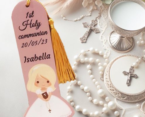 Communion or Confirmation bookmark girl blonde