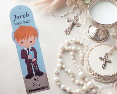 Communion or Confirmation bookmark boy red
